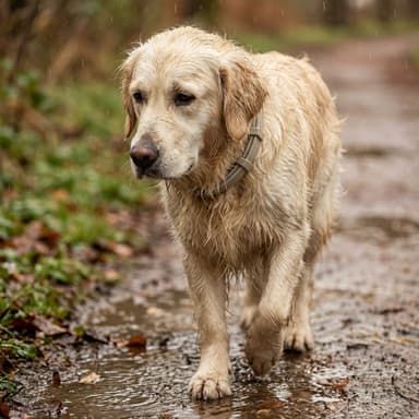 Dog in rain