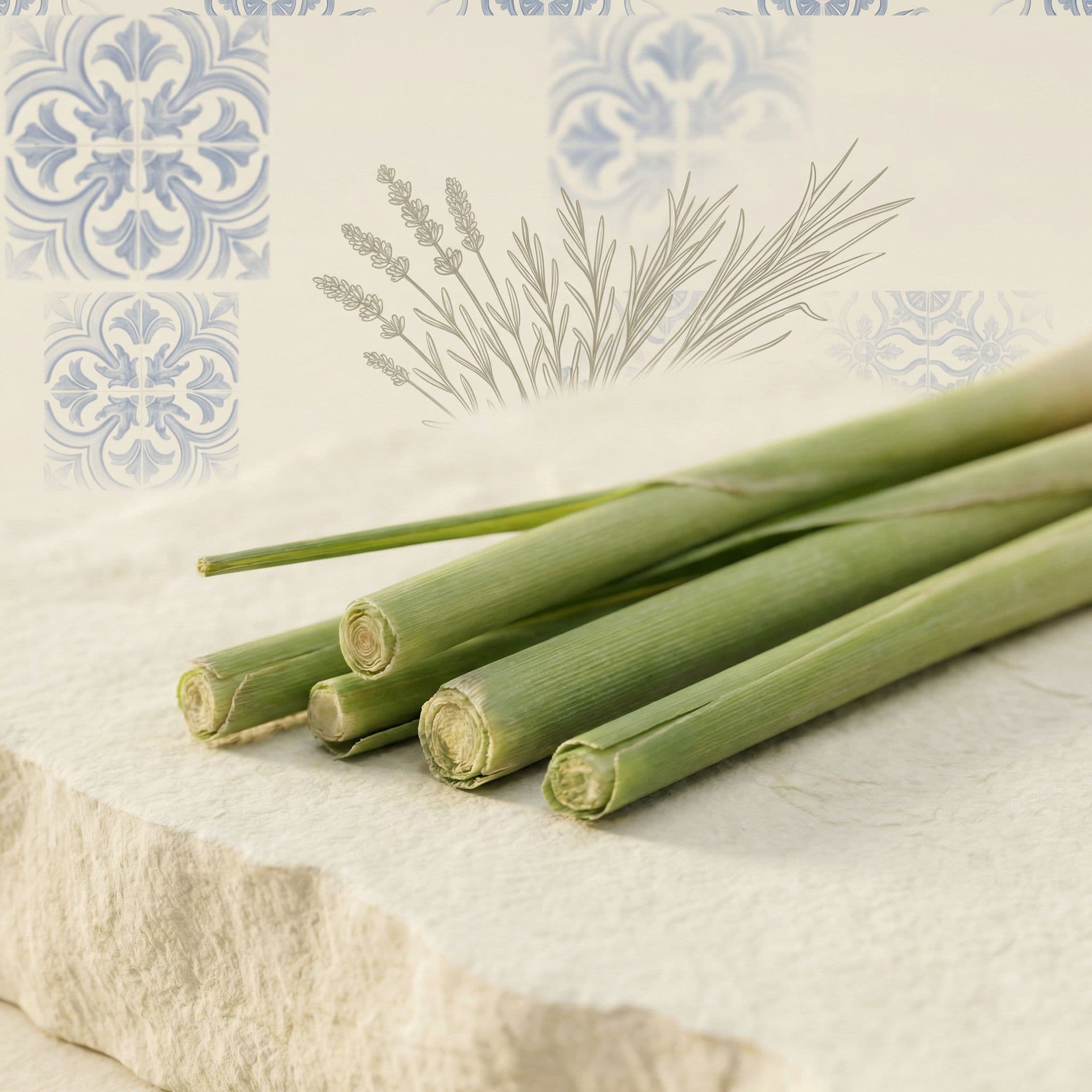 Fresh lemongrass stalks representing natural deterrent
