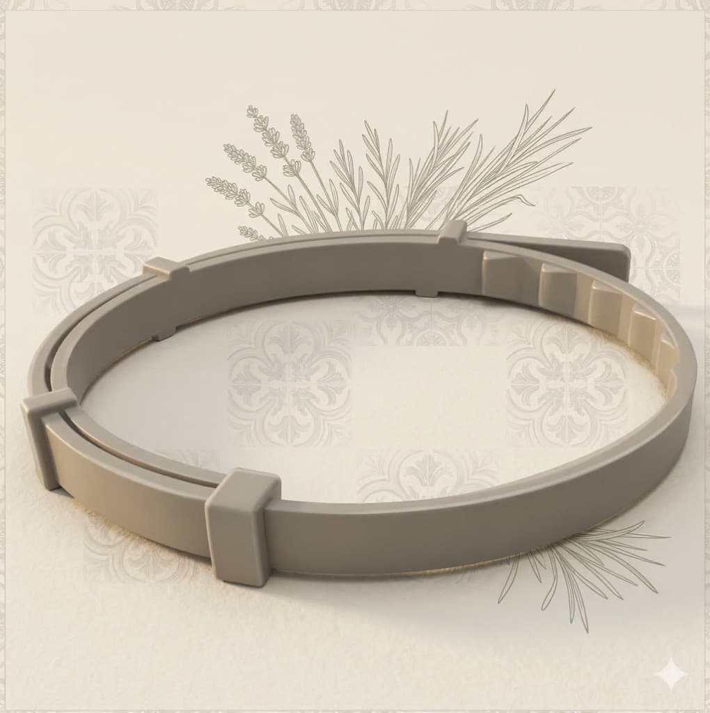Luvina Pet botanical collar on cream background with lavender and herb accents